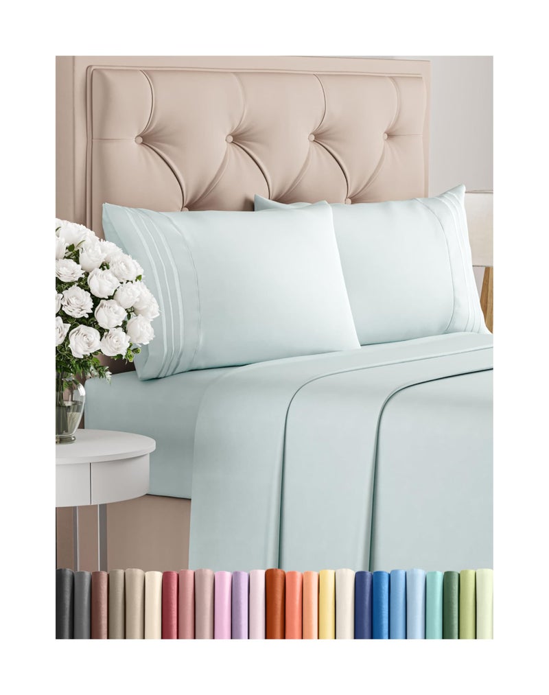 CGK Unlimited Full Size 4 Piece Sheet Set  Comfy Breathable  Cooling Bed Sheets Set  Hotel Luxury Bedding for Women Men Kids  Teens  Deep Pockets EasyFit Super Soft  Wrinkle Free  OekoTex  Ice Blue 