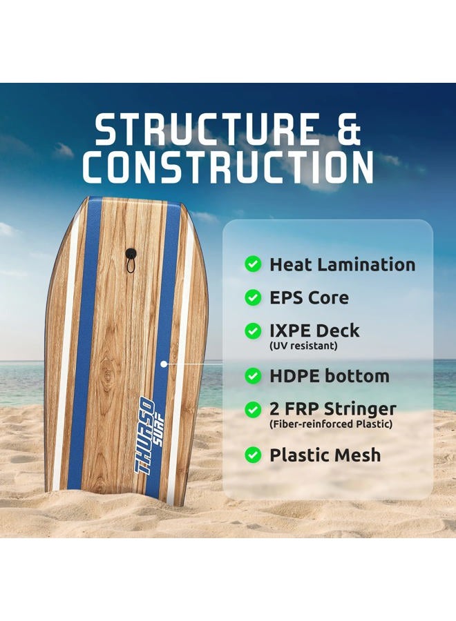 THURSO SURF – Quill 42-inch Bodyboard, Boogie Board with Lightweight Durable EPS Core, IXPE Deck, HDPE Slick Bottom, Stainless Steel Double-Swivel Coiled Leash, FRP Stringer, & Plastic Mesh, Azure - Image 2