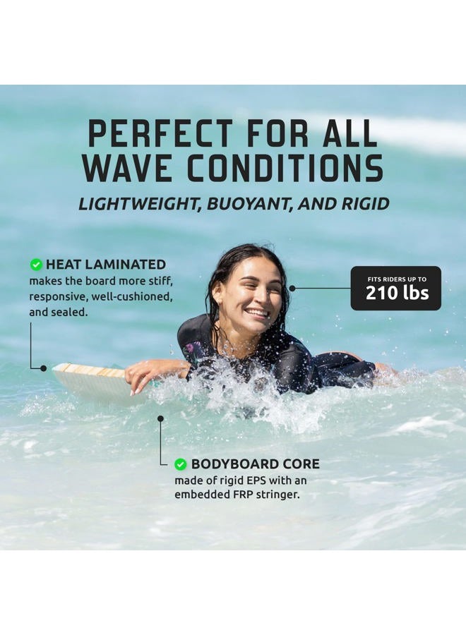 THURSO SURF – Quill 42-inch Bodyboard, Boogie Board with Lightweight Durable EPS Core, IXPE Deck, HDPE Slick Bottom, Stainless Steel Double-Swivel Coiled Leash, FRP Stringer, & Plastic Mesh, Azure - Image 5