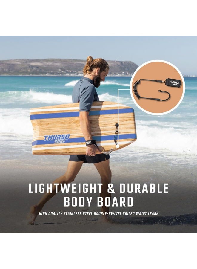 THURSO SURF – Quill 42-inch Bodyboard, Boogie Board with Lightweight Durable EPS Core, IXPE Deck, HDPE Slick Bottom, Stainless Steel Double-Swivel Coiled Leash, FRP Stringer, & Plastic Mesh, Azure - Image 4