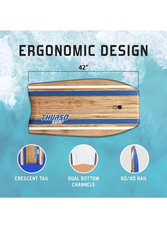 THURSO SURF – Quill 42-inch Bodyboard, Boogie Board with Lightweight Durable EPS Core, IXPE Deck, HDPE Slick Bottom, Stainless Steel Double-Swivel Coiled Leash, FRP Stringer, & Plastic Mesh, Azure - Image 3