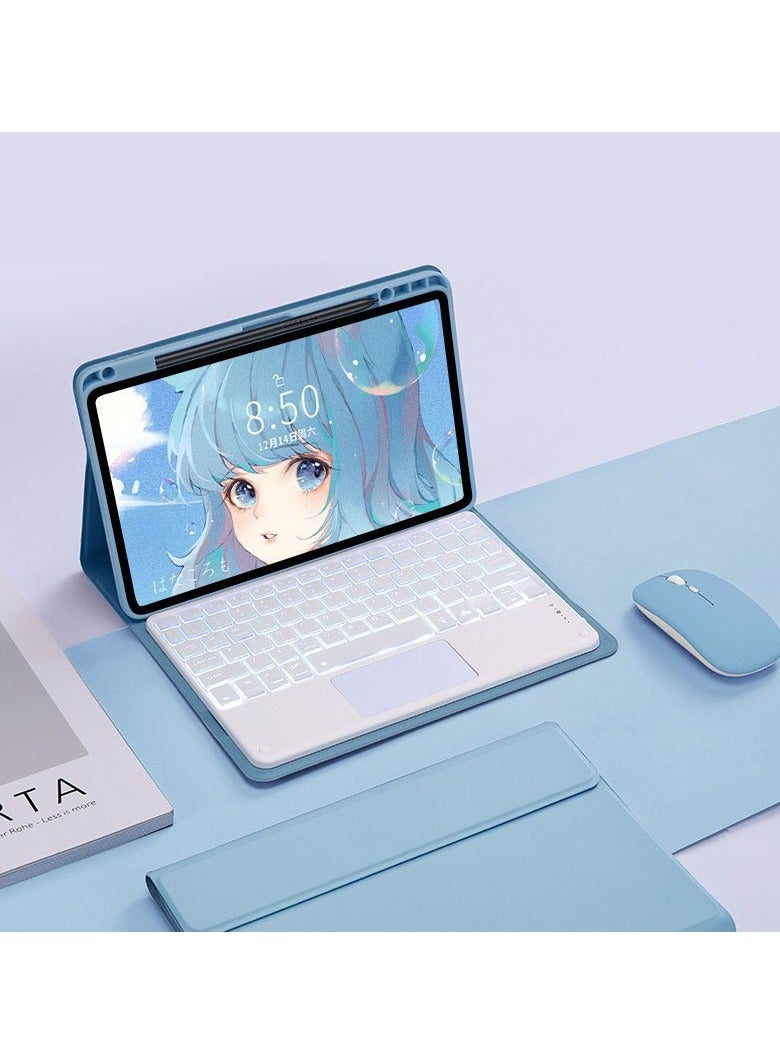 عام لوحة مفاتيح مضيئة (عربي/إنجليزي) متوافقة مع إنفينيكس إكس باد 11 بوصة - غطاء لوحة مفاتيح لاسلكي قابل للفصل مع حامل قلم وبلوتوث، مزودة بإضاءة خلفية وتشمل ماوس.