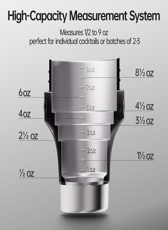 Magcheer Hybrid Cocktail Shaker Set | Vacuum Insulated Stainless Steel Martini Shaker with Strainer & Jigger Lid | Travel cocktail kit with Bartender Accessory Tools | 30oz | Silver - Image 3