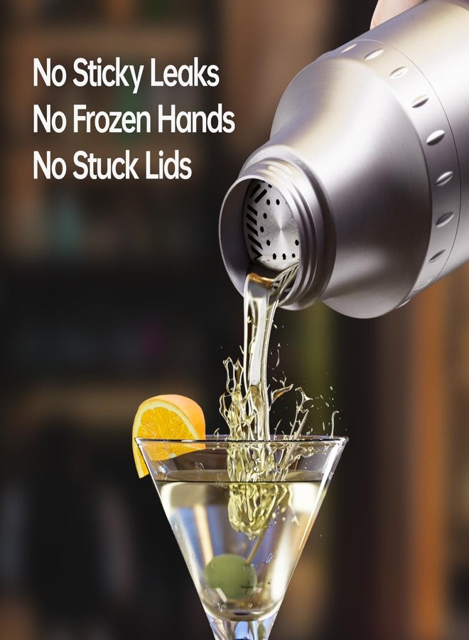 Magcheer Hybrid Cocktail Shaker Set | Vacuum Insulated Stainless Steel Martini Shaker with Strainer & Jigger Lid | Travel cocktail kit with Bartender Accessory Tools | 30oz | Silver - Image 2