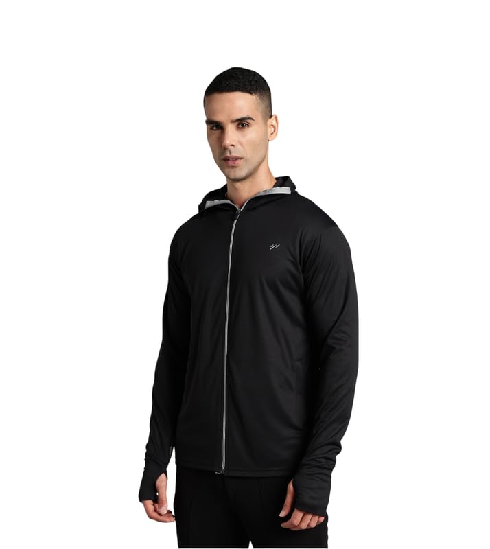 BLUE TYGA Men Nylon Blend Sunscreen Standard Length Jacket 2.0 - Advanced Protection From Sun & Pollution - Upf 50+ Protection, Black - Image 1