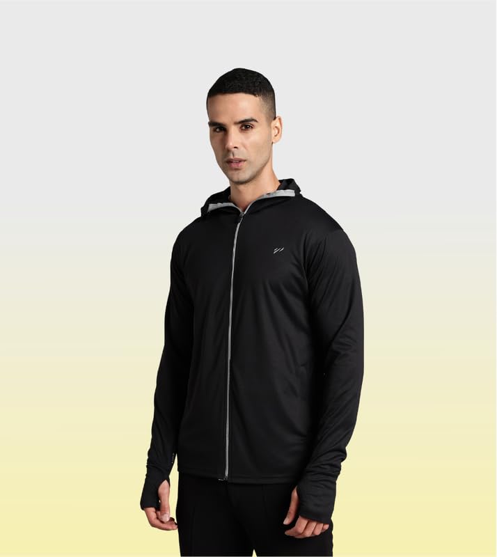 BLUE TYGA Men Nylon Blend Sunscreen Standard Length Jacket 2.0 - Advanced Protection From Sun & Pollution - Upf 50+ Protection, Black - Image 2