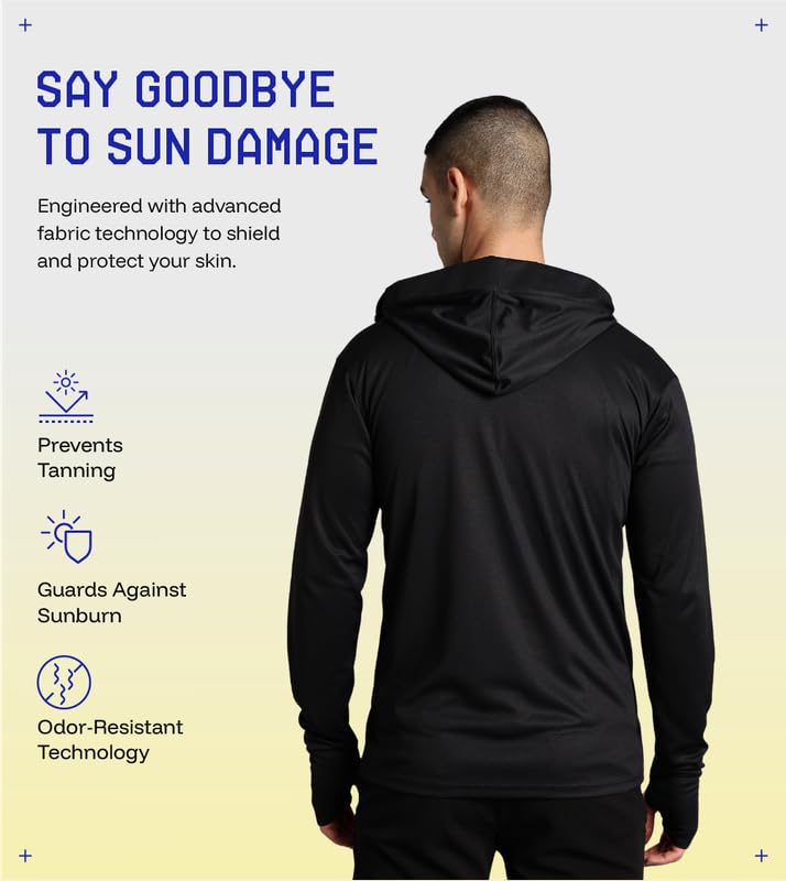 BLUE TYGA Men Nylon Blend Sunscreen Standard Length Jacket 2.0 - Advanced Protection From Sun & Pollution - Upf 50+ Protection, Black - Image 4
