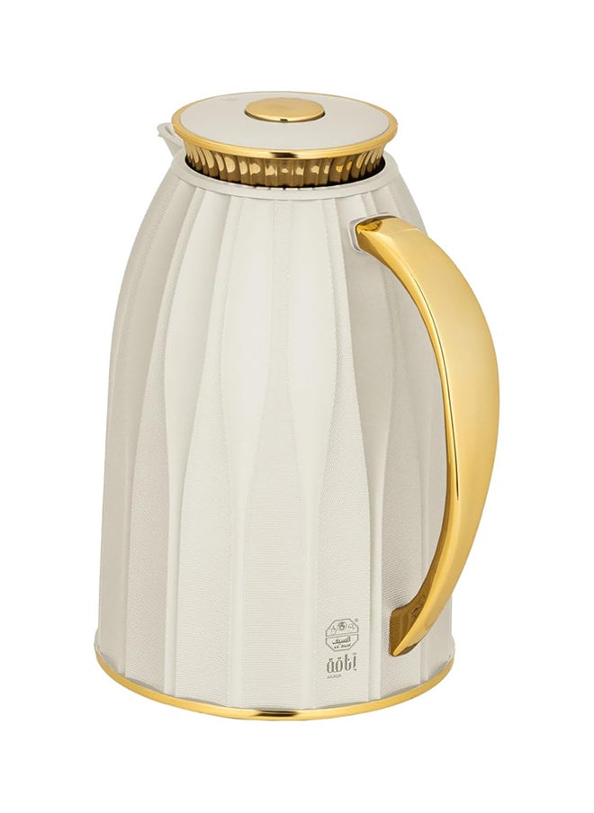 Alsaif Alsaif Anaqa 2- Pieces Coffee And Tea Vacuum Flask , Leak-Proof And Keeps Drinks Hot, 0.7L/1L ,Ivory/Gold  - Image 2