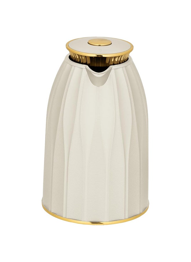 Alsaif Alsaif Anaqa 2- Pieces Coffee And Tea Vacuum Flask , Leak-Proof And Keeps Drinks Hot, 0.7L/1L ,Ivory/Gold  - Image 3
