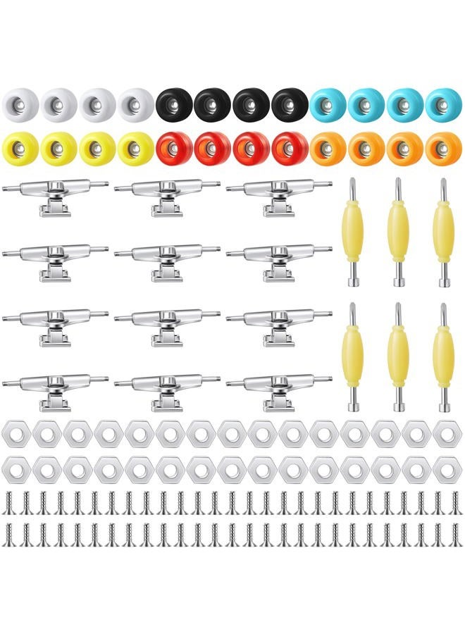 Jexine 6 Sets DIY Fingerboard Kit Fingerboard Accessories Mini Finger Skateboard Parts Include 12 Brackets 54 Screws 30 Nuts 6 Screwdriver 24 Board Wheels Tool for 96mm(Colorful) - Image 1