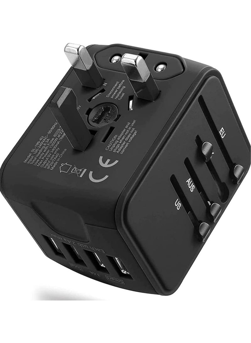 ELTRAZONE Universal International Travel Power Adapter with 3 USB + 1 Type C Charging Ports, European Adapter, Worldwide AC Outlet Plugs Adapters - Image 1