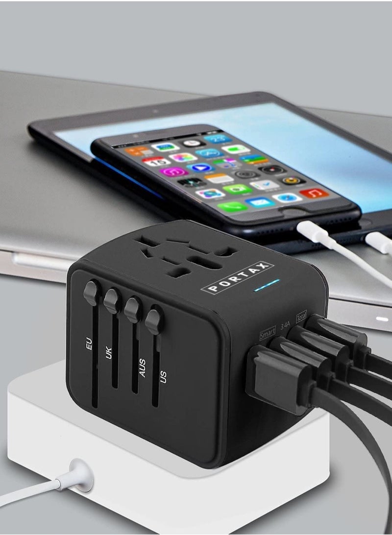 ELTRAZONE Universal International Travel Power Adapter with 3 USB + 1 Type C Charging Ports, European Adapter, Worldwide AC Outlet Plugs Adapters - Image 5