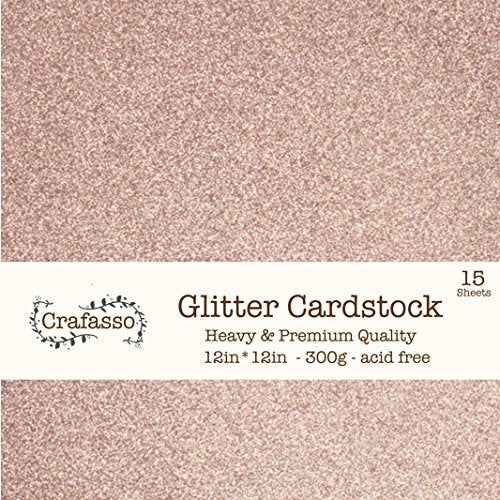 Crafasso 12" x 12" 300gms Heavy & Premium Glitter cardstock, 15 Sheets, Rose Gold - Image 5