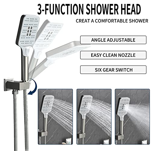 DIFEINI Tub Filler Faucet with Hand Shower Bath Tub Faucets with Rough-in Valve Trim Kit Wall Mounted Waterfall Bathtub Faucets Brushed Nickel - Image 3