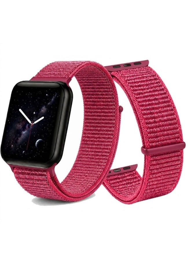 CATANES Breathable Nylon Sport Loop Band Compatible with Apple Watch 44mm 45mm 46mm 49mm for Women Men, iWatch Wrist Straps for Ultra 3 2, Se, Series 11 10 9 8 7 - hot pink - Image 2
