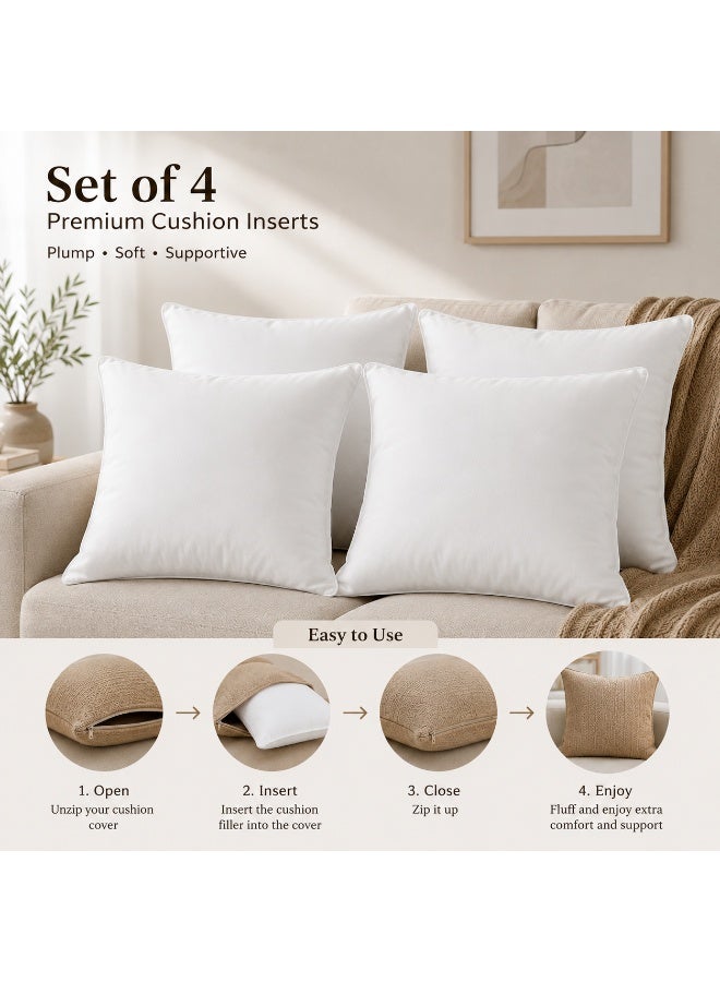 Home auraa Essential 4-Piece Cushion Fillers 45x45 cm – Fluffy and Durable with Polyster Outer Fabric and premium Microfiber– Ideal for Living Room & Bedroom Styling - Image 1