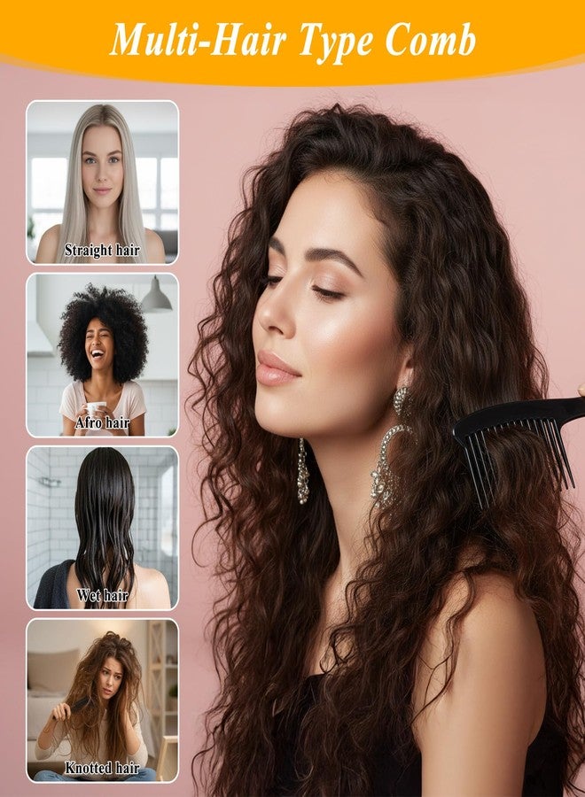 Thrymme 2 Pcs Rake Comb, Large Wide Tooth Comb Detangler for Wet Hair, Curly Hair, (Black) - Image 5
