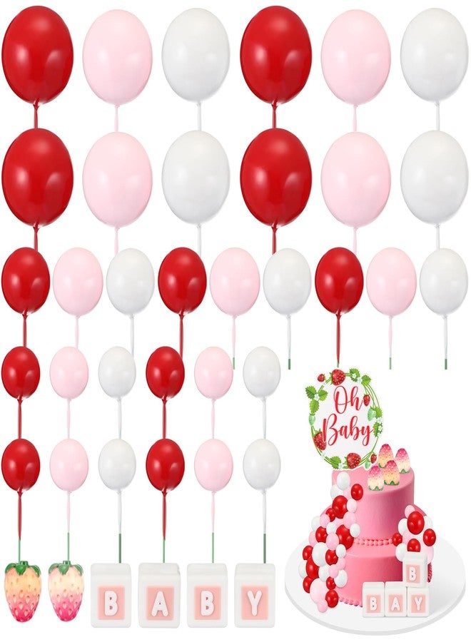 WinnerWhy 36 Pcs Strawberry Baby Shower Cake Topper Strawberry Cake Decorations Strawberry Theme Birthday Cake Cupcake strawberry Figures Toppers Ball baby Fruit Theme 1st Birthday Party Celebration - Image 1
