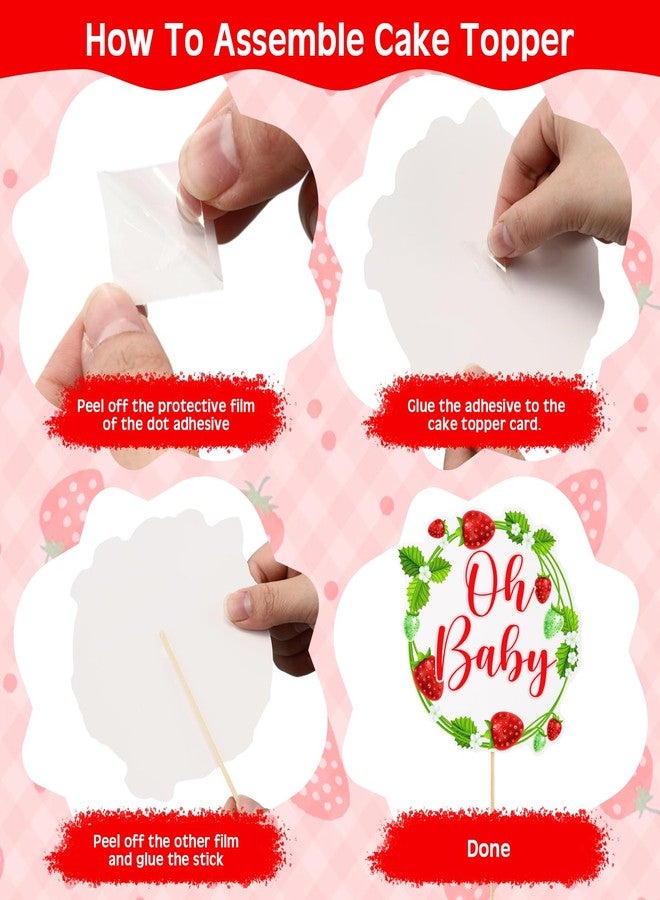 WinnerWhy 36 Pcs Strawberry Baby Shower Cake Topper Strawberry Cake Decorations Strawberry Theme Birthday Cake Cupcake strawberry Figures Toppers Ball baby Fruit Theme 1st Birthday Party Celebration - Image 3