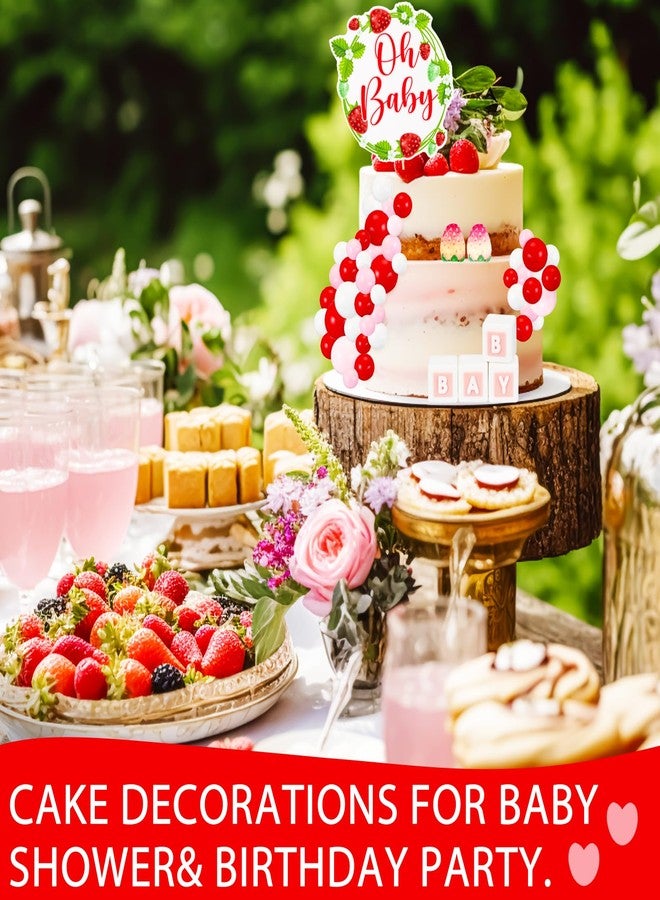 WinnerWhy 36 Pcs Strawberry Baby Shower Cake Topper Strawberry Cake Decorations Strawberry Theme Birthday Cake Cupcake strawberry Figures Toppers Ball baby Fruit Theme 1st Birthday Party Celebration - Image 4