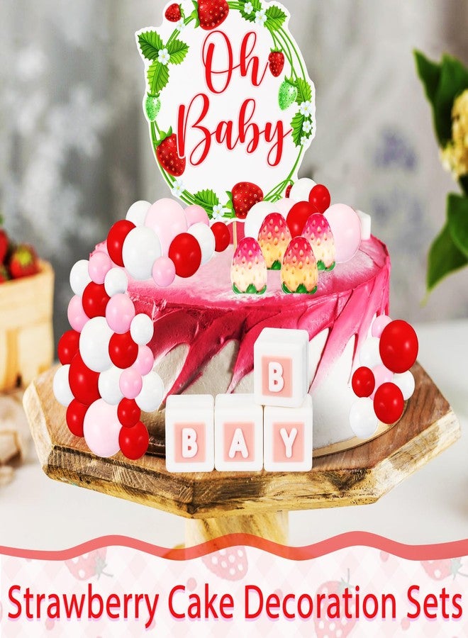 WinnerWhy 36 Pcs Strawberry Baby Shower Cake Topper Strawberry Cake Decorations Strawberry Theme Birthday Cake Cupcake strawberry Figures Toppers Ball baby Fruit Theme 1st Birthday Party Celebration - Image 5