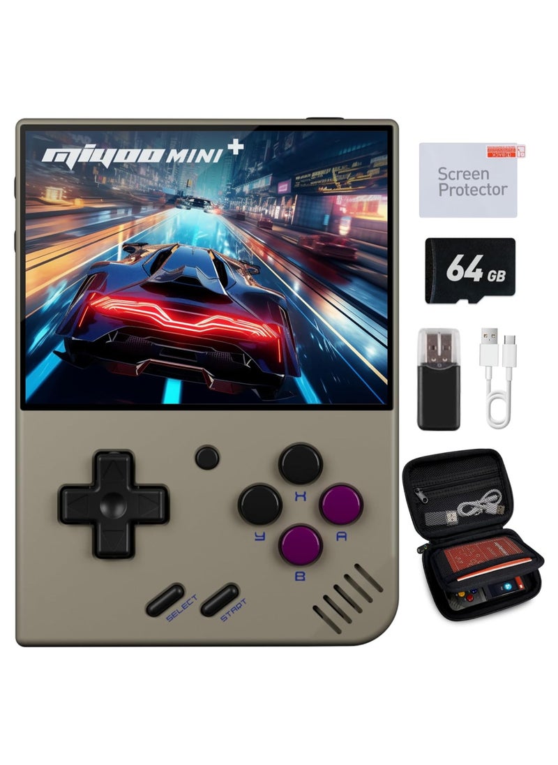 Miyoo - Miyoo Mini Plus Handheld Game Console, with Dedicated Storage Case, 3.5 Inch IPS 640x480 Screen, 64G/128G TF Card with 10,000+ Games, 3000mAh 7+Hours Battery, Support Wireless Network (Grey 64G) - Image 1