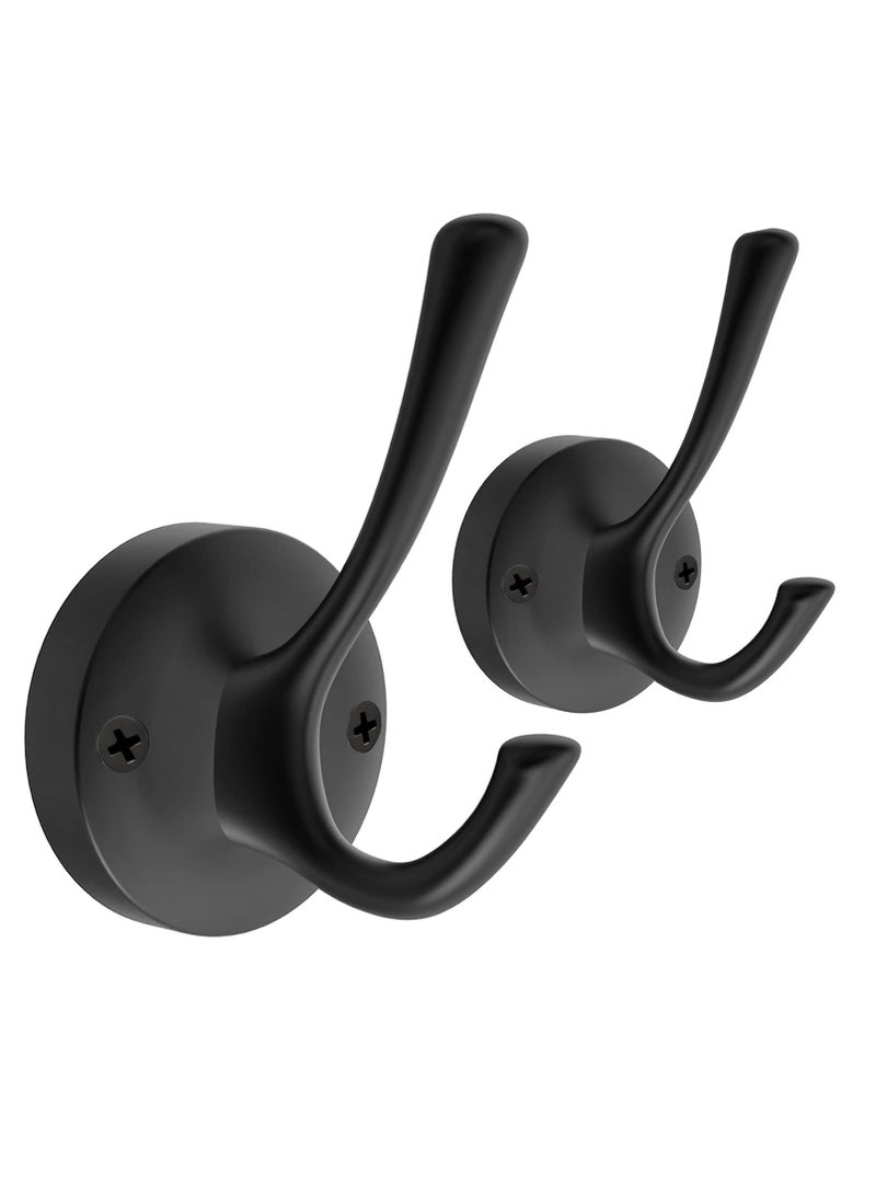 KASTWAVE Coat Hooks, 2 Pack Towel Hook Heavy Duty Metal Double Bath Robe Hook Wall Mounted, Hand Towel Hooks for Cubicle Bathroom Kitchen Closet Garage - Image 1