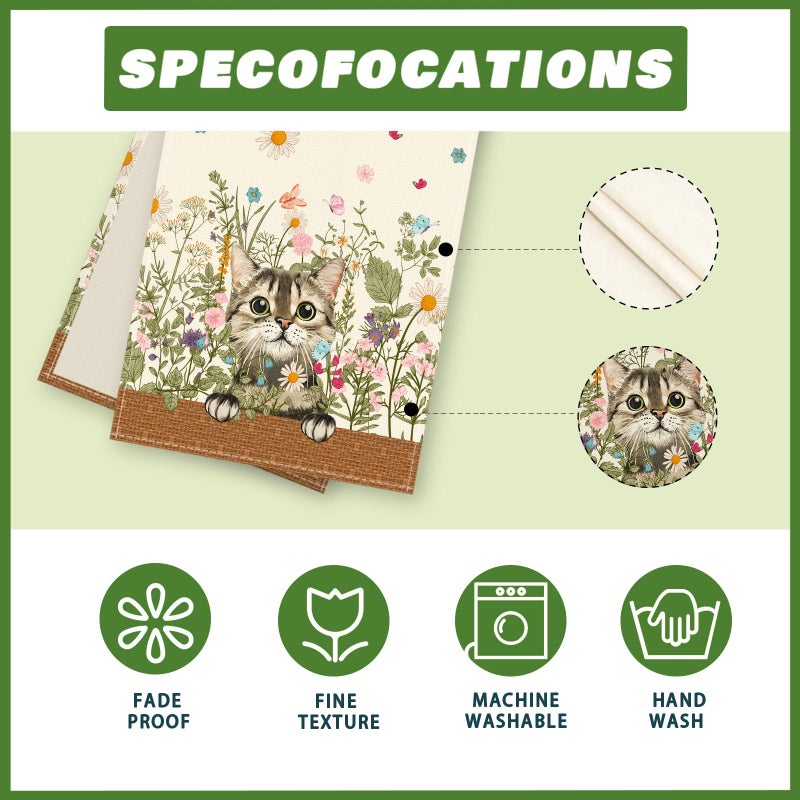 XCHI Wildflowers Cat Daisy Spring Table Runner Summer Table Decoration for Party Home Kitchen Dining Holiday Decor 13x72 Inch - Image 5