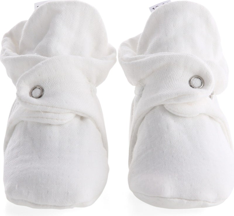 Ella Bonna Organic Cotton Muslin Baby Booties, Newborn Slippers.krem  - Image 1