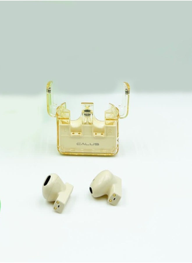 Calus T09  Wireless Bluetooth Earbuds Gaming Headphones Deep Bass Low Latency Game Headset with Built-in Microphone Noise Canceling Beige
