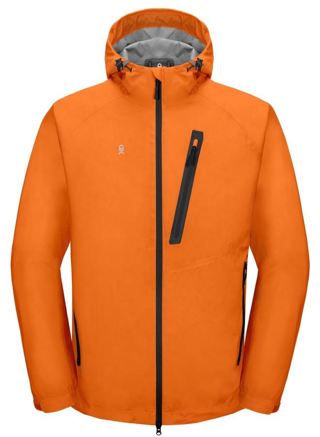 Little Donkey Andy Men's Waterproof Rain Jacket Outdoor Lightweight Rain Shell Coat for Hiking, Travel XX-Large Orange - Image 2