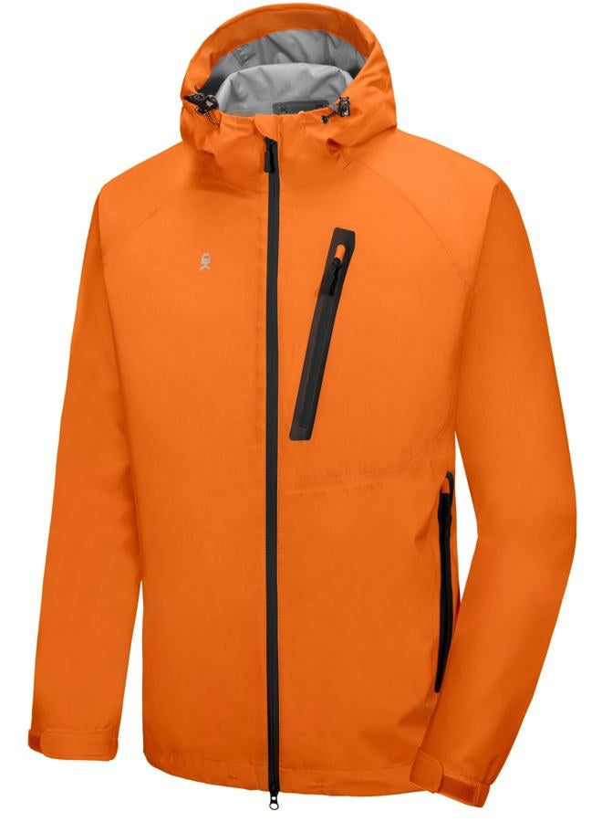 Little Donkey Andy Men's Waterproof Rain Jacket Outdoor Lightweight Rain Shell Coat for Hiking, Travel XX-Large Orange - Image 1