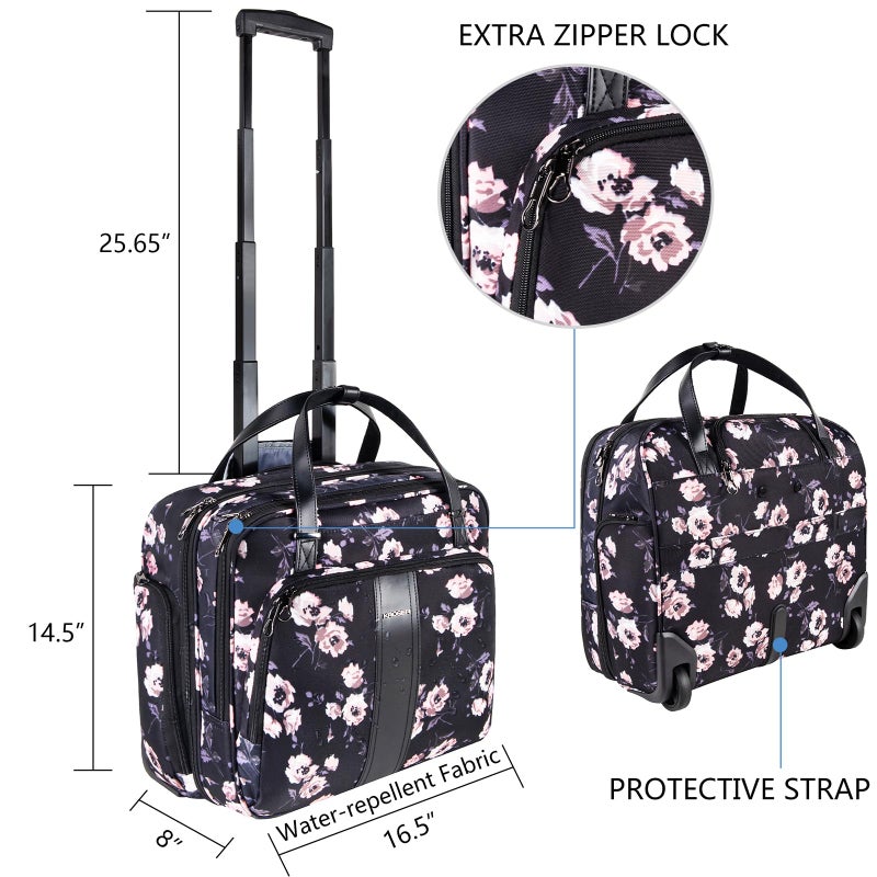 KROSER Rolling Laptop Bag Premium Rolling Laptop Briefcase Computer Bag Fits Up to 15.6 Inch Laptop Overnight Bag with RFID Pockets for Travel/Business/Women - Image 2