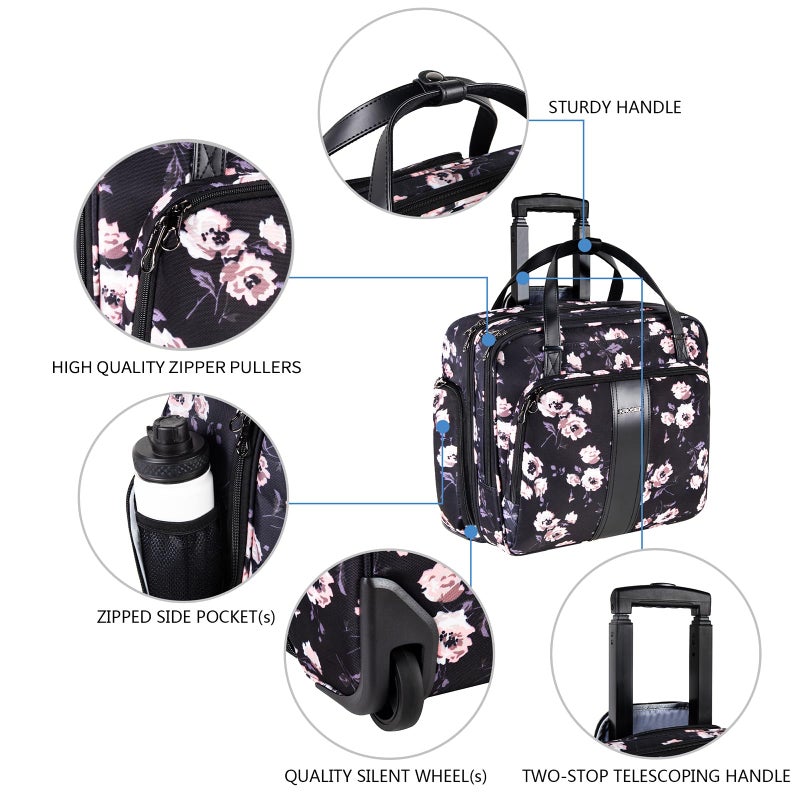 KROSER Rolling Laptop Bag Premium Rolling Laptop Briefcase Computer Bag Fits Up to 15.6 Inch Laptop Overnight Bag with RFID Pockets for Travel/Business/Women - Image 5