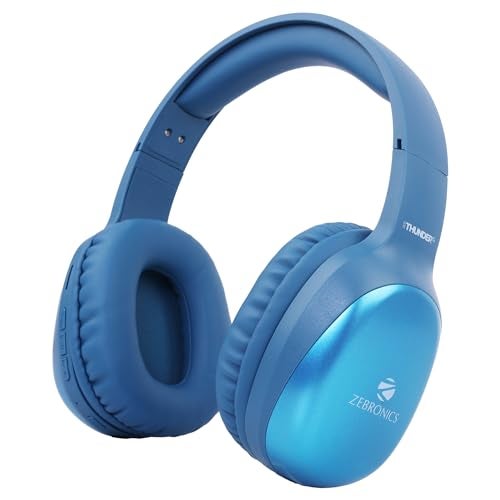 ZEBRONICS Thunder Pro (2026 Upgrade) Wireless Headphones, BT v6.0, True 60 hrs Playback, 40mm Drivers, ENC, Gaming Mode, Dual Pairing, Deep Bass, AUX & microSD, Rapid Charging (Blue) - Image 1