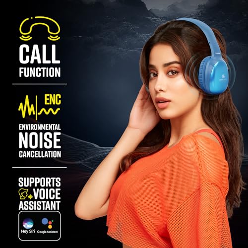 ZEBRONICS Thunder Pro (2026 Upgrade) Wireless Headphones, BT v6.0, True 60 hrs Playback, 40mm Drivers, ENC, Gaming Mode, Dual Pairing, Deep Bass, AUX & microSD, Rapid Charging (Blue) - Image 4