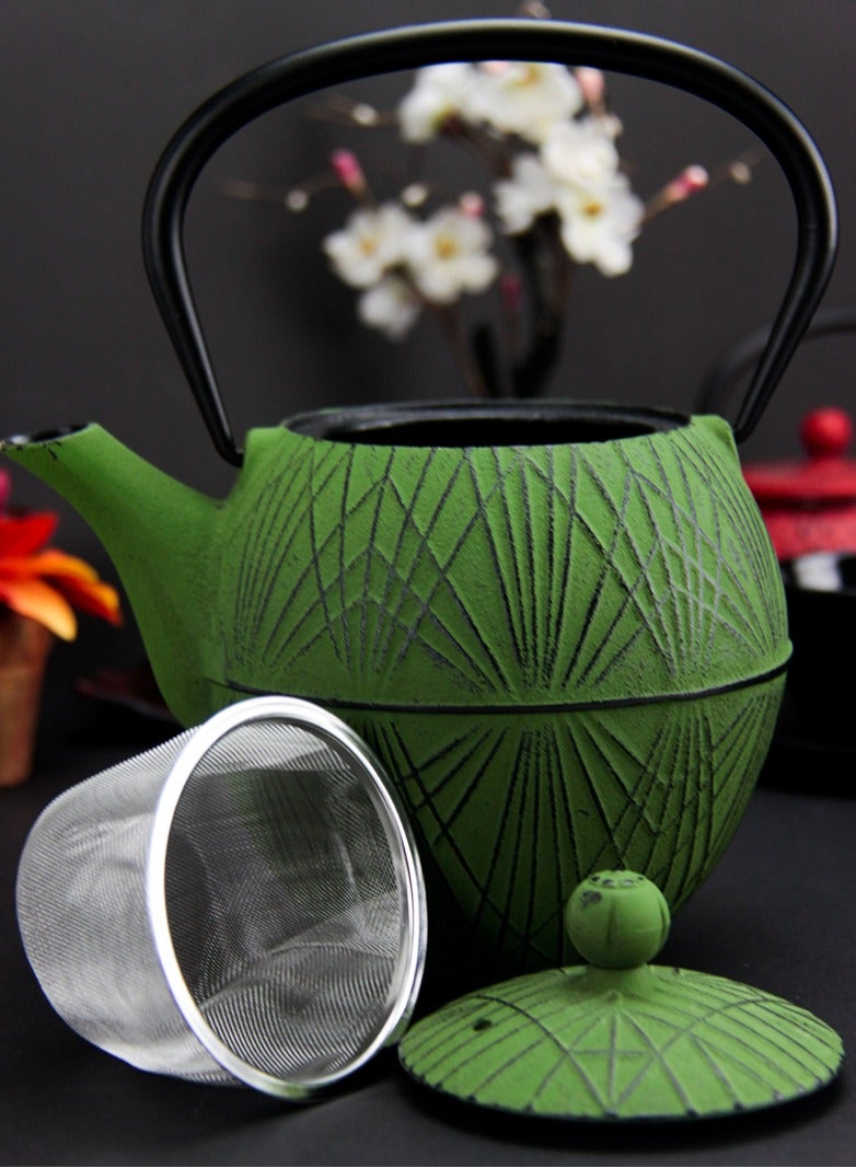 Tealand Elevate Your Tea Experience Green 1.1L Cast Iron Teapot with Enamel Coating - Image 5