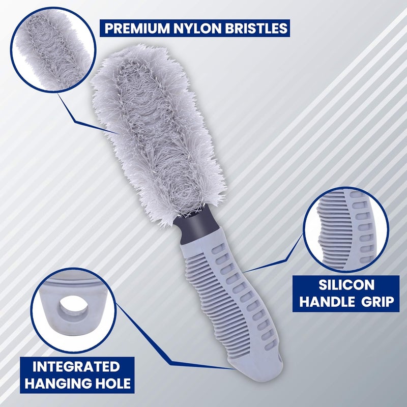 Autofy Rim Tyre Cleaner Brush Car Cleaning Brush for Rim Cleaning Liquid Nylon Bristles Car Microfiber Duster Perfect for Tire Rubber Car Accessories – used with Tyre Puncture Kit and Microfiber Cloth Market popular practical build - Image 2