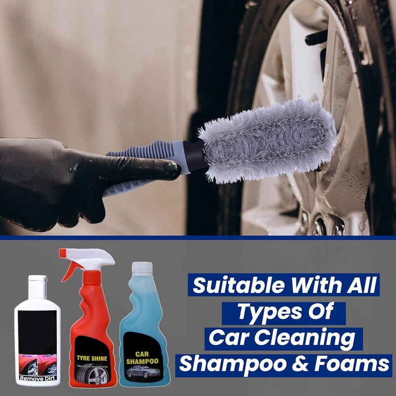 Autofy Rim Tyre Cleaner Brush Car Cleaning Brush for Rim Cleaning Liquid Nylon Bristles Car Microfiber Duster Perfect for Tire Rubber Car Accessories – used with Tyre Puncture Kit and Microfiber Cloth Market popular practical build - Image 4