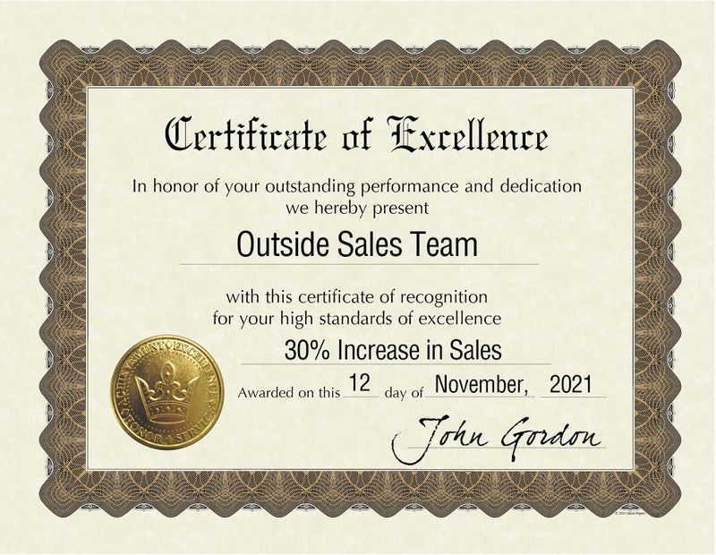 Great Papers! Ready-to-Use Certificates, Excellence, 11 X 8.5, Ivory/Brown/Gold Colors with Brown Border, 6/Pack - Image 2