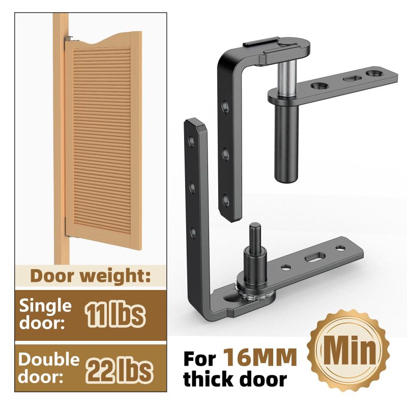 Double Action Self Closing Hinge: 304 Stainless Steel Black Small Size - Adjustable Hold Open Notch, 2 Pack for Home Kitchen, Cafe, Pantry Doorways - Image 3