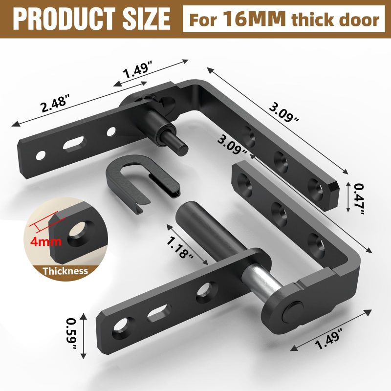 Double Action Self Closing Hinge: 304 Stainless Steel Black Small Size - Adjustable Hold Open Notch, 2 Pack for Home Kitchen, Cafe, Pantry Doorways - Image 2