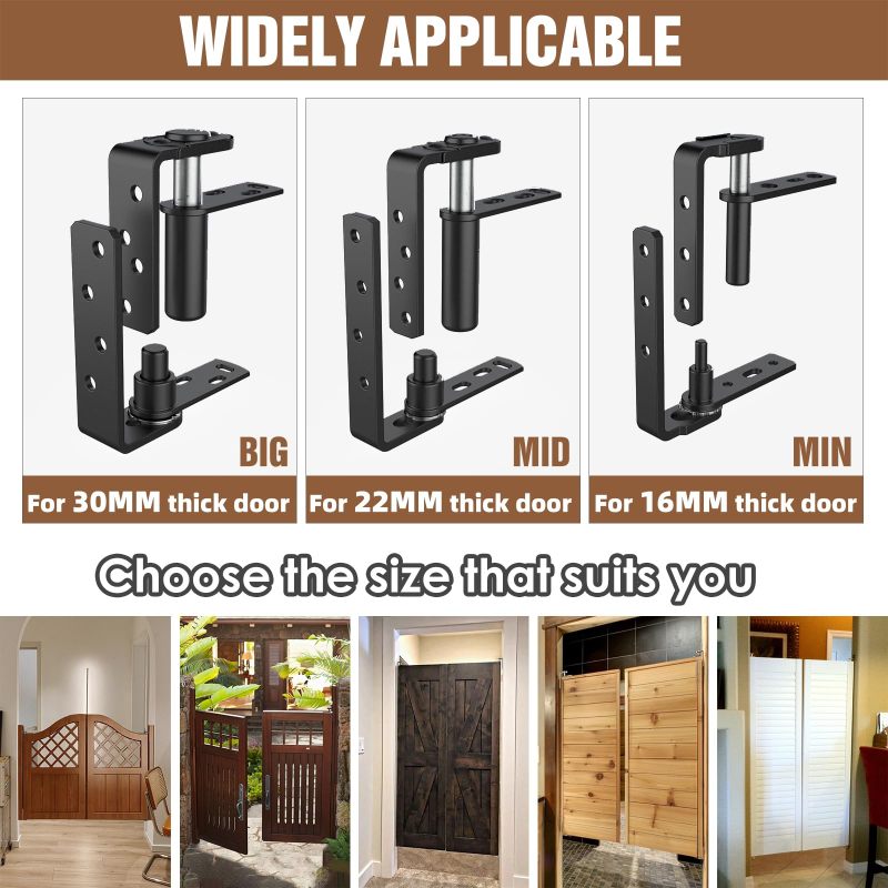 Double Action Self Closing Hinge: 304 Stainless Steel Black Small Size - Adjustable Hold Open Notch, 2 Pack for Home Kitchen, Cafe, Pantry Doorways - Image 4