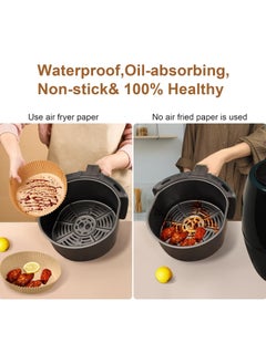 MMG Air Fryer Disposable Paper Liner, 100 PCS Non-stick Disposable Air Fryer Liners, Parchment Paper for Air Fryer Oil-Proof Water-proof Food Grade Liner for Baking Roasting Microwave (6.3 Inch, Natural)  - Image 3