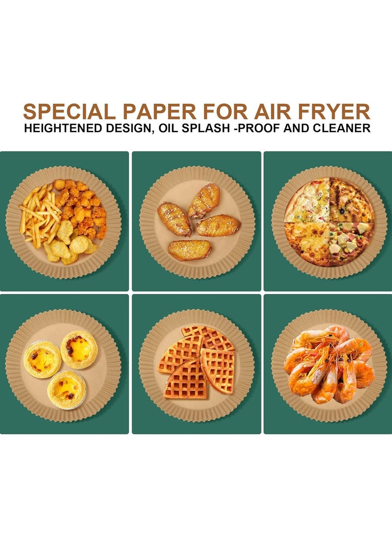 MMG - Air Fryer Disposable Paper Liner, 100 PCS Non-stick Disposable Air Fryer Liners, Parchment Paper for Air Fryer Oil-Proof Water-proof Food Grade Liner for Baking Roasting Microwave (6.3 Inch, Natural) - Image 1