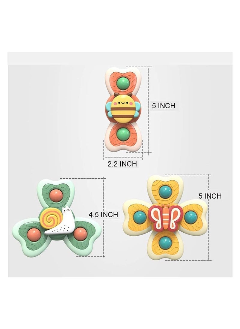 Y&D - Baby Cup Spinner Toy with Suction Cup, Bath Toys, Cartoon Spinning Lovely Gift for and Children BPA Free 3 Pack - Image 1