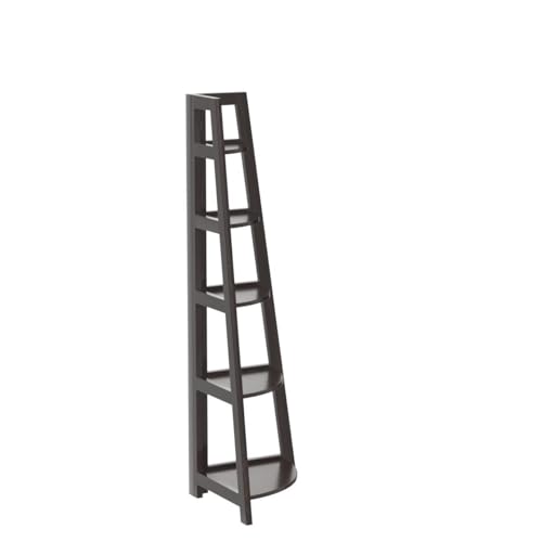CRAFT D ARTS Wooden Corner Ladder Shelf for Living Room| Wooden | Decorative 5 Tier Ladder Bookcase Shelf for Home & Office | Sheesham Wood, Walnut Finish (5 Tier) - Image 4
