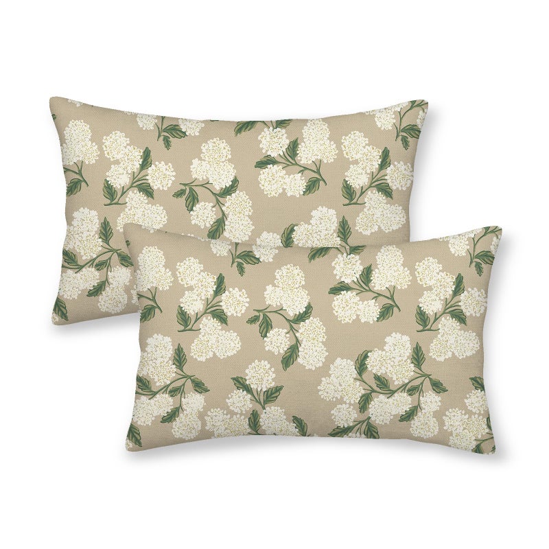 DAFENA Spring Pillow Covers 12x20 Inch 2 Pcs Blue Green Hydrangea Flower Decor Throw Pillows Vintage Floral Seasonal Summer Outdoor Decoration Pillowcase Linen Cushion Cover for Couch Sofa - Image 1