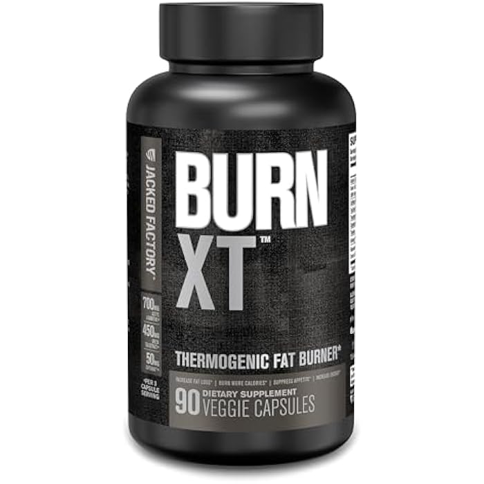 Jacked Factory Burn XT Black Thermogenic Fat Burner - Weight Loss Supplement, Appetite Suppressant, Nootropic Energy Booster | TeaCrine, Acetyl L-Carnitine, Green Tea Extract - 90 Veg Diet Pills - Image 1