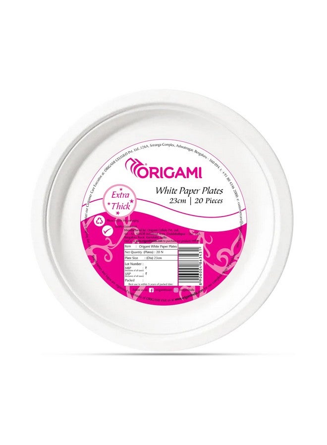 Origami 9 Inches Round Disposable Bagasse Thick Paper Plates | Eco Friendly & Biodegradable Sugarcane Paper Plates | Perfect for Parties, Picnics & Festive Occasions - Pack of 100 Pcs - Image 2